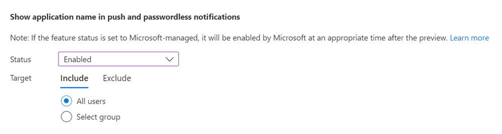 Application context shown in Authenticator push notification