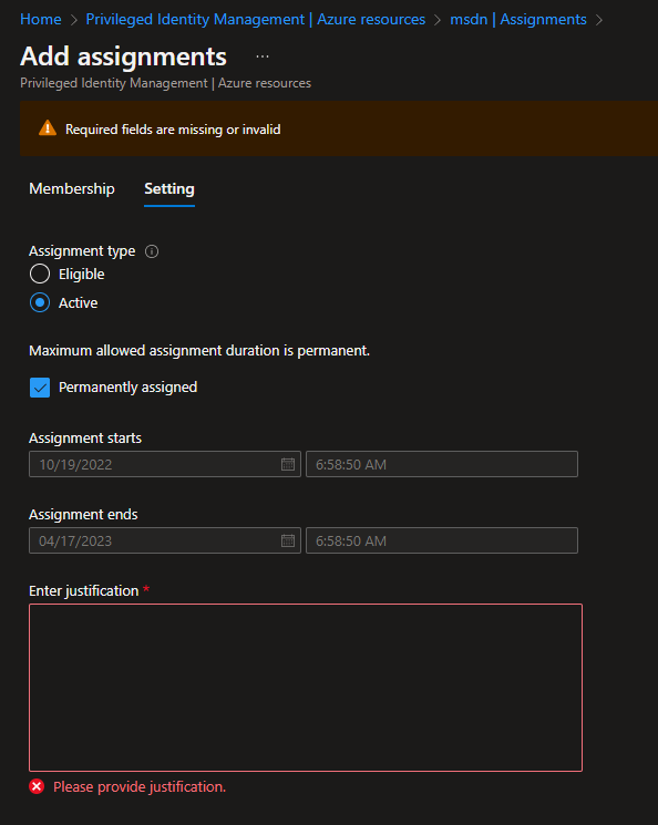 PIM settings configuration