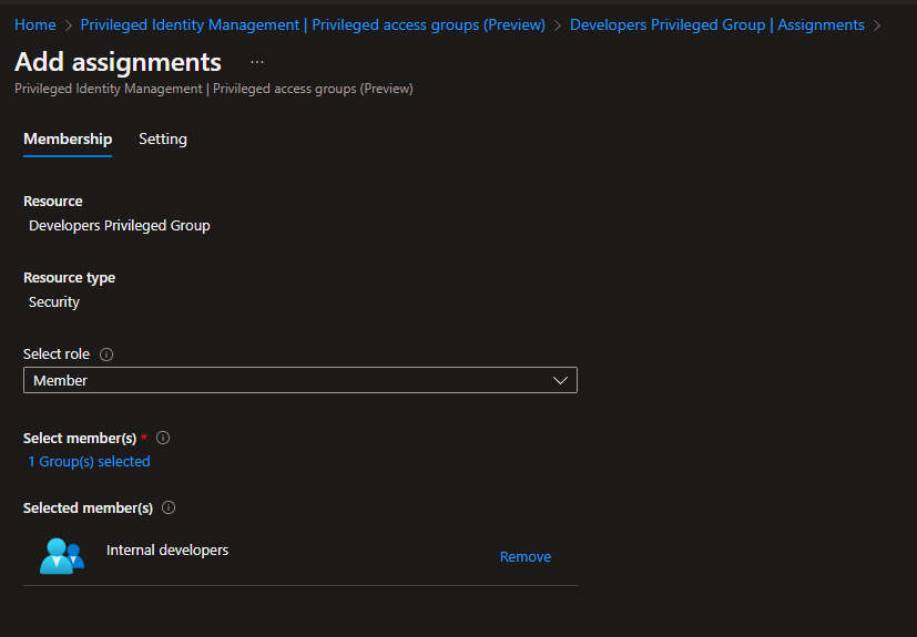 User view of eligible group assignment